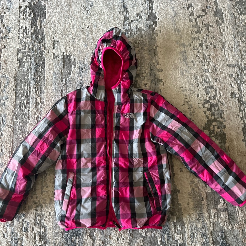 The north face girl winter puffer jacket double-sided
